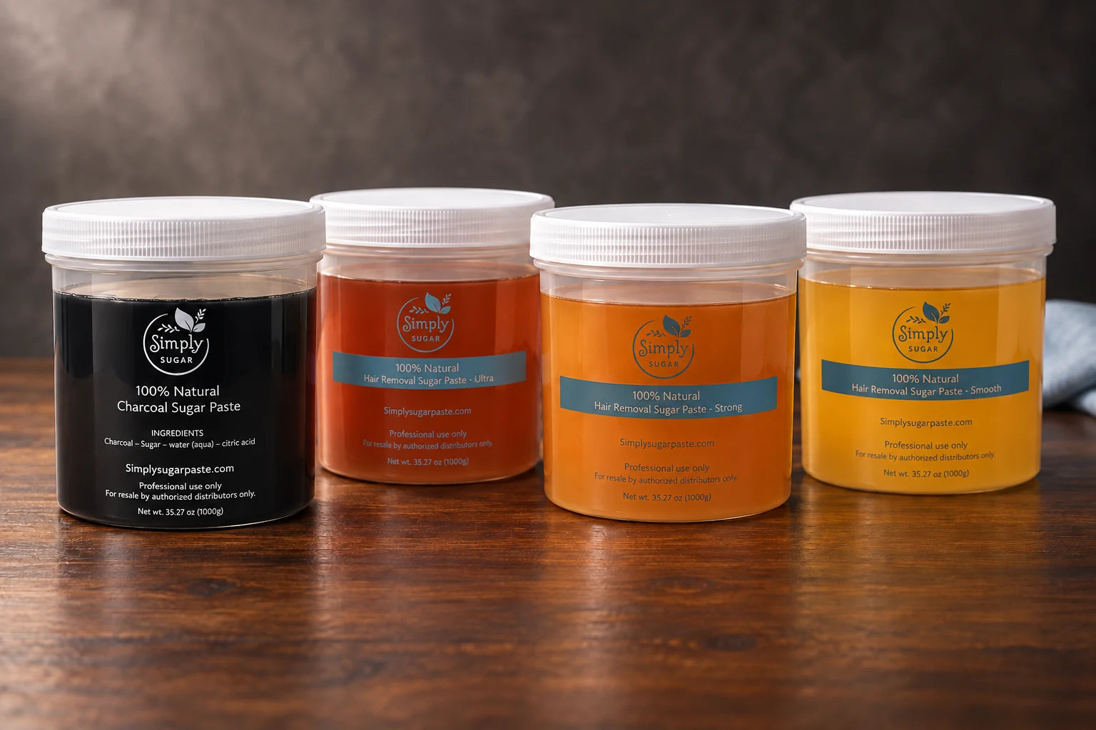 Four professional sugar paste tubs