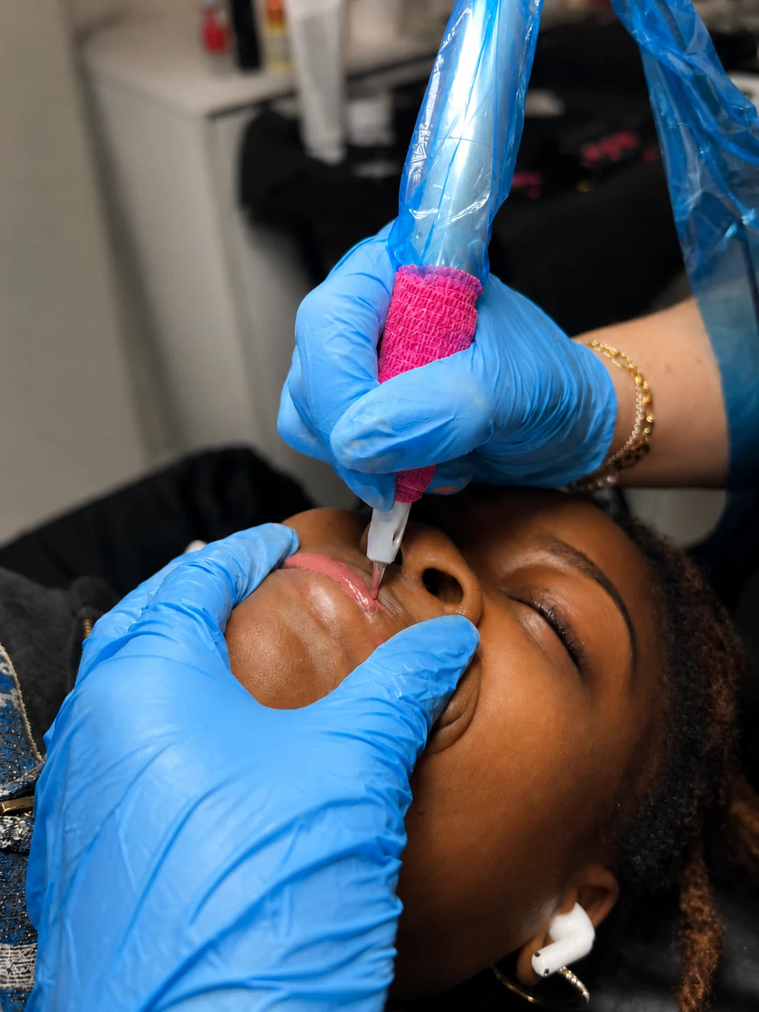 Lip blush cosmetic tattooing